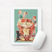  kernfamilie van 1950, retro-huisvrouw van 50 muismat (Met muis)