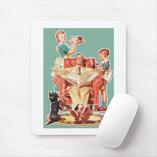  kernfamilie van 1950, retro-huisvrouw van 50 muismat (Met muis)