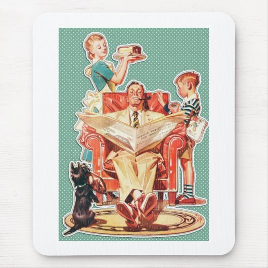  kernfamilie van 1950, retro-huisvrouw van 50 muismat (Voorkant)