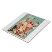  kernfamilie van 1950, retro-huisvrouw van 50 tegeltje (Zijkant)