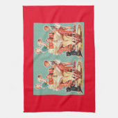 kernfamilie van 1950, retro-huisvrouw van 50 theedoek (Verticaal)