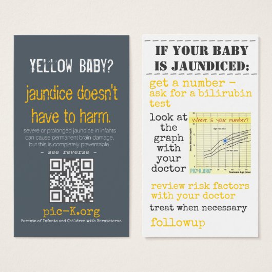 Kernicterus preventie Kaarten Visitekaartje (Voorkant /achterkant)