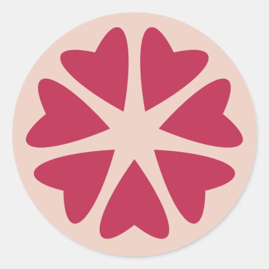 Kernige harten - magenta rood - afbeelding.     ronde sticker (Voorkant)