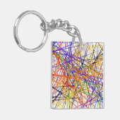 Kernketting met abstracte kleurrijke lijnen sleutelhanger (Voorkant Links)
