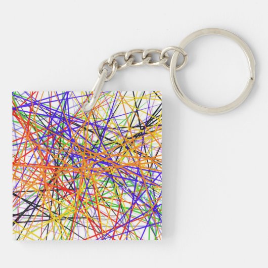 Kernketting met abstracte kleurrijke lijnen sleutelhanger (Achterkant)
