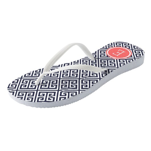 Kernmonogram van de marine en Coral Teenslippers (Schuin)