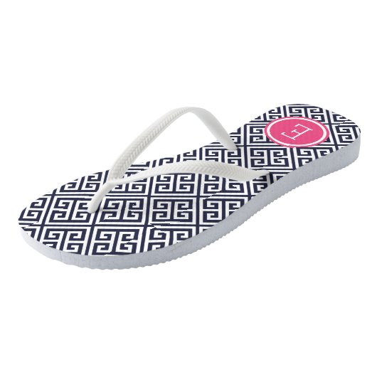 Kernmonogram van de marine en roze teenslippers (Schuin)