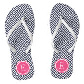 Kernmonogram van de marine en roze teenslippers (Voetbed)