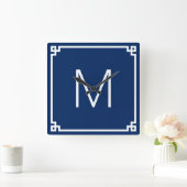 Kernmonogram zeemacht en witte Griekse zeegrens Vierkante Klok (Huis)