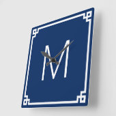 Kernmonogram zeemacht en witte Griekse zeegrens Vierkante Klok (Hoek)