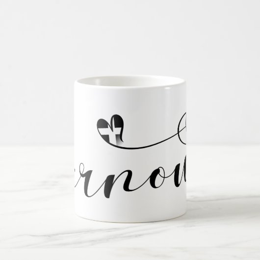 Kernow Flag in Heart, Cornish, Cornwall Koffiemok (Center)