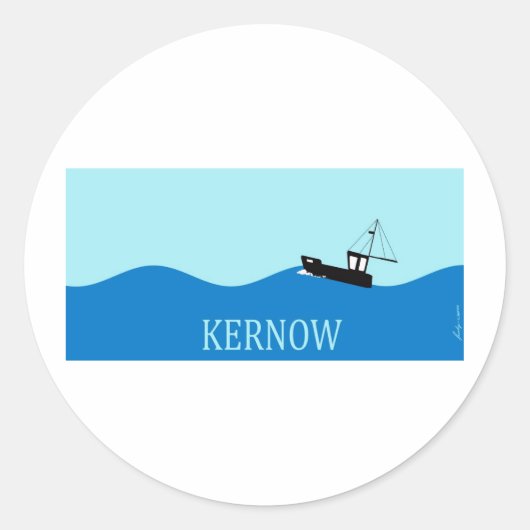 Kernow vissersboot ronde sticker (Voorkant)