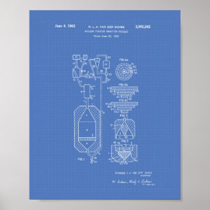 Kernsplijting 1956 Patent Art Blueprint Poster