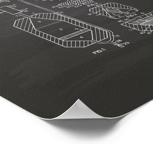 Kernsplijting 1956 Patent Art Chalkboard Poster (Hoek)