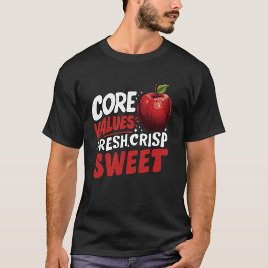 Kernwaarden Vers Knapperig Zoete Appel T-shirt (Voorkant)