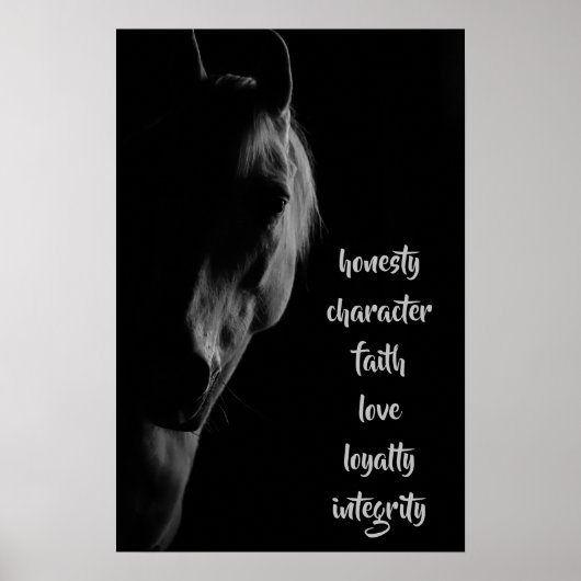 Kernwaarden White Horse Framed Art Poster (Voorkant)