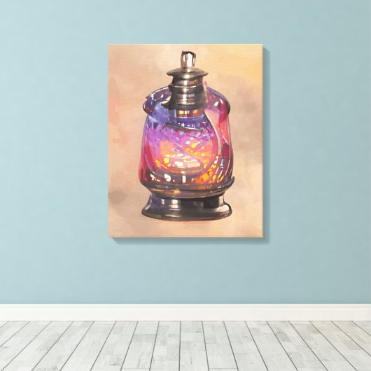 Kerosinelamp Canvas Afdruk (Insitu (Houten vloer))