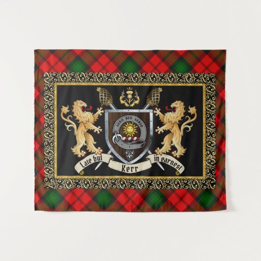 Kerr Clan Badge & Motto w/Lions Wandkleed (Voorkant (horizontaal))