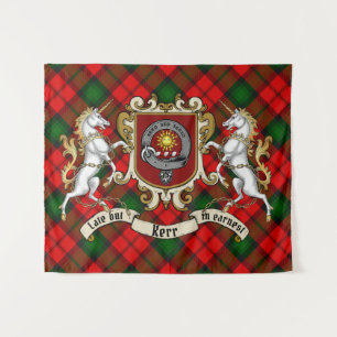 Kerr Clan Badge & Unicorns w/Tartan Wandkleed