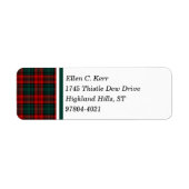 Kerr Clan Rood, Groen en Zwart Schots Tartan Etiket (Voorkant)
