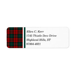 Kerr Clan Rood, Groen en Zwart Schots Tartan Etiket