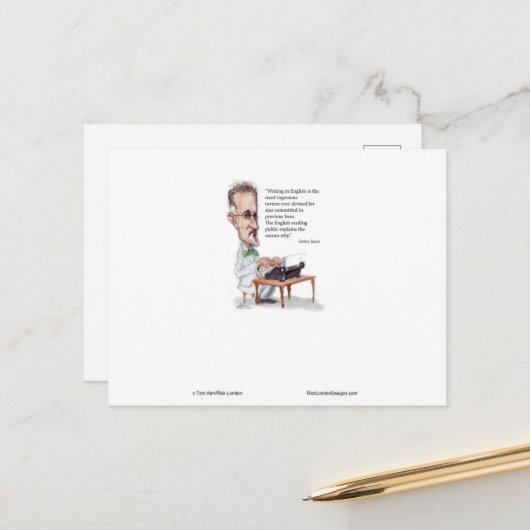 Kerr/Londen James Joyce & English is Torture Quote Briefkaart (Voorkant / Achterkant in situ)