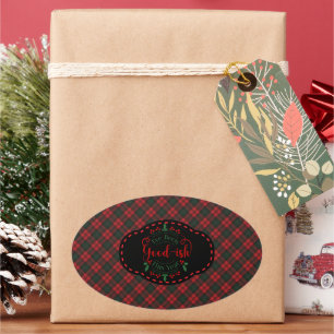 Kerr Modern Schotse Tartan Kerstmis Ovale Sticker