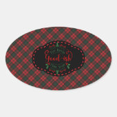Kerr Modern Scottish Tartan Christmas Ovale Sticker (Voorkant)