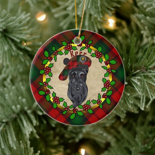 Kerr Scottie Dog kerstkeramisch sieraad Keramisch Ornament (Boom)