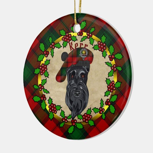 Kerr Scottie Dog kerstkeramisch sieraad Keramisch Ornament (Links)