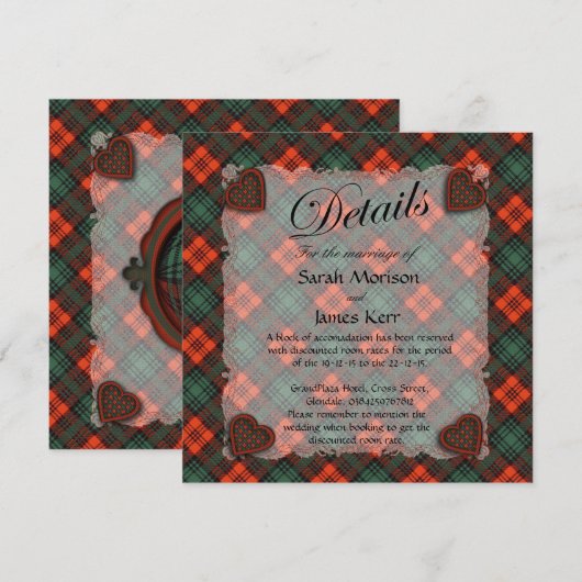 Kerr Scottish clan tartan - Pset Kaart (Voorkant / Achterkant)