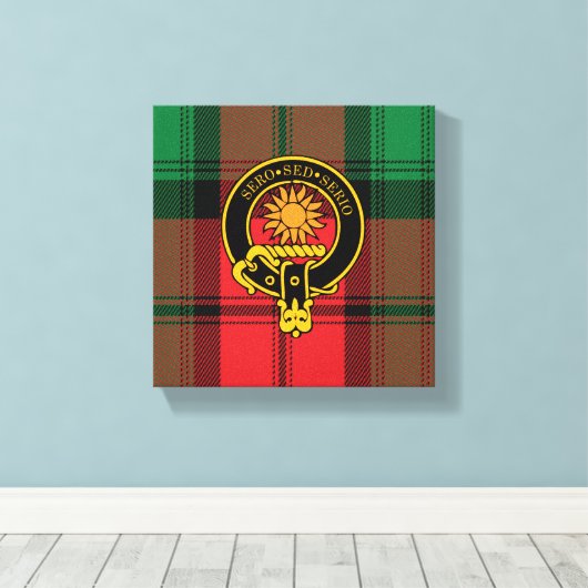 Kerr Scottish Crest en Tartan Canvas print (Insitu (Houten vloer))