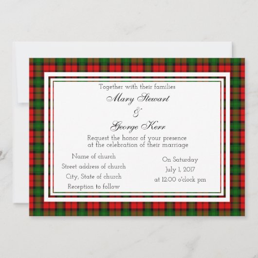 Kerr Scottish Wedding Invitation Kaart (Voorkant)