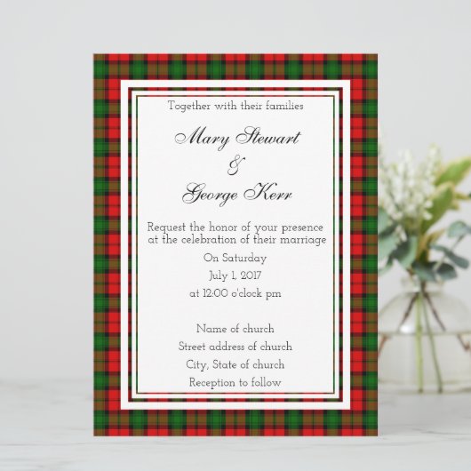 Kerr Scottish Wedding Invitation Kaart (Staand voorkant)