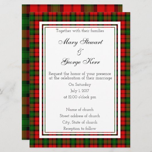 Kerr Scottish Wedding Invitation Kaart (Voorkant / Achterkant)