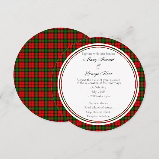Kerr Scottish Wedding Round Invitation Kaart (Voorkant / Achterkant)