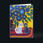 Kerri Ambrosino Art Card Katten Flowers Friends Kaart<br><div class="desc">Kunst van Mexicaanse Folk Artist Kerri Ambrosino</div>