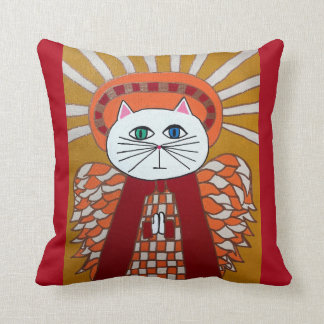 Kerri Ambrosino Art Pillow Cat Angel Red Gold Kussen