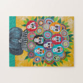 Kerri Ambrosino Art Puzzle Sugar Skull Flowers Legpuzzel (Horizontaal)