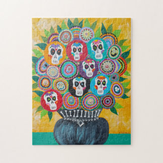 Kerri Ambrosino Art Puzzle Sugar Skull Flowers Legpuzzel