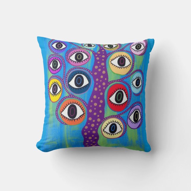 Kerri Ambrosino Pillow Art Evil Eye Tree of Life Kussen (Voorkant)