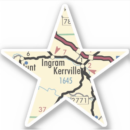 Kerrville Texas Map Sticker (Voorkant)