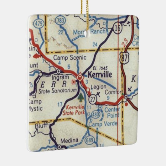 Kerrville TX Map Keramisch Ornament (Rechts)