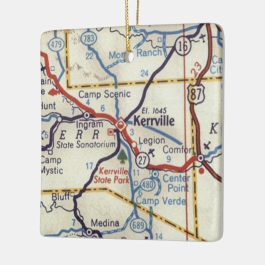 Kerrville TX  Map Keramisch Ornament (Links)