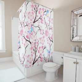kerry blossom butterflies iridescent elegant roze douchegordijn