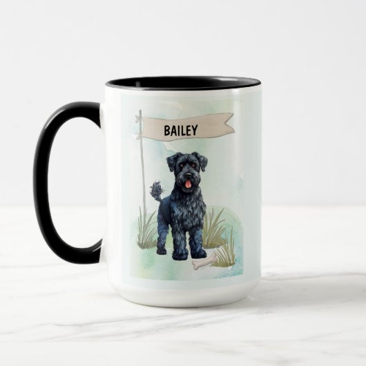 Kerry Blue Terrier Aquarel Gepersonaliseerd Mok (Links)