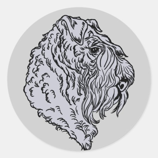 Kerry Blue Terrier Bust Ronde Sticker (Voorkant)