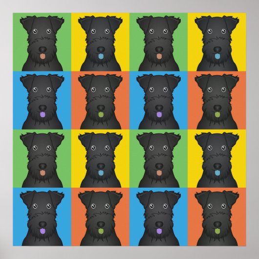 Kerry Blue Terrier Dog Cartoon Pop-Art Poster (Voorkant)