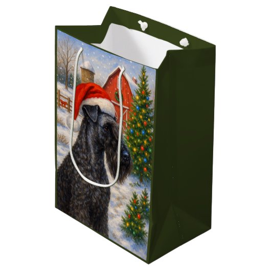Kerry Blue Terrier Holiday Card Medium Cadeauzakje (Voorkant Gekanteld)