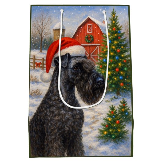 Kerry Blue Terrier Holiday Card Medium Cadeauzakje (Achterkant)